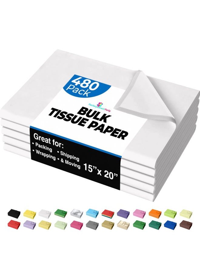 Crown Display 480 Sheets Bulk White Tissue Paper - 15" x 20" Packing Paper Sheets for Moving - 10lb Wrapping Paper - Newsprint Paper for Packing, Gift Wrapping, Moving Supplies & Protecting - Image 1