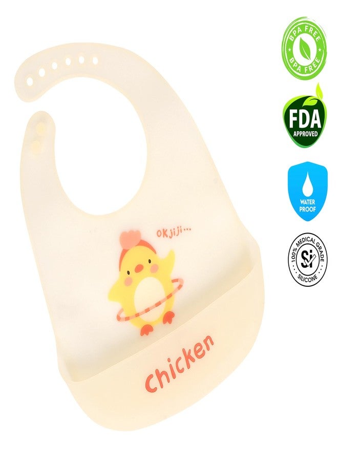Joy Buzz Silicone Bib for Baby Food Feeding BPA Free, Baby Apron Adjustable Straps with Food Pocket, Mess Free, Waterproof, Washable & Reusable Ideal for Babies 6 to 36 Months (Chick) - Image 4
