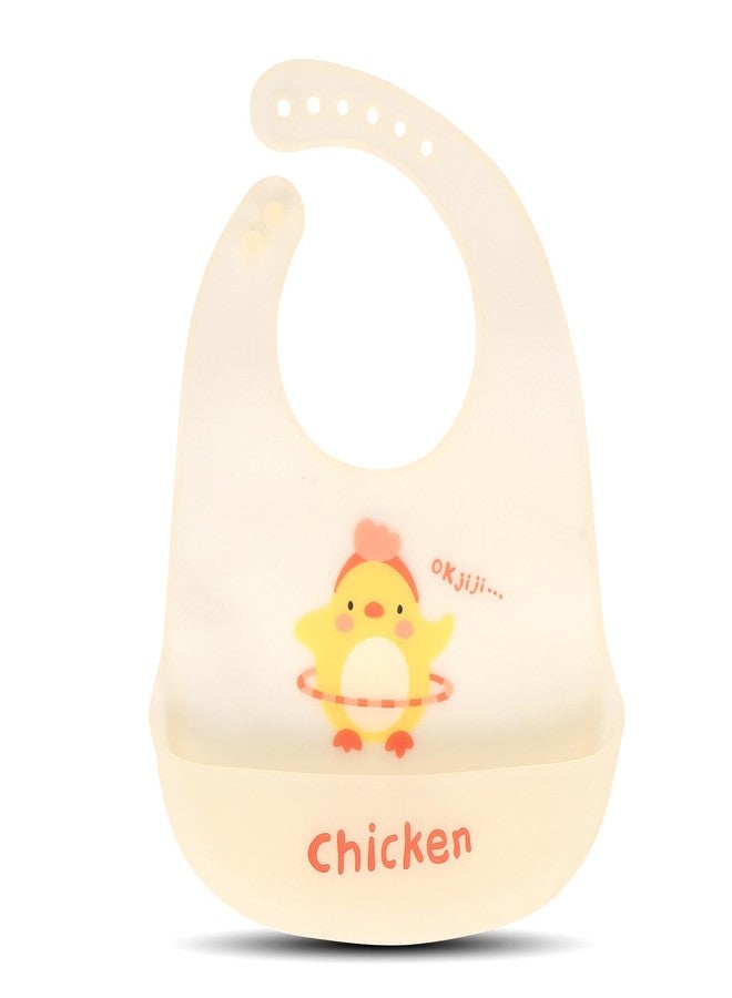 Joy Buzz Silicone Bib for Baby Food Feeding BPA Free, Baby Apron Adjustable Straps with Food Pocket, Mess Free, Waterproof, Washable & Reusable Ideal for Babies 6 to 36 Months (Chick) - Image 1
