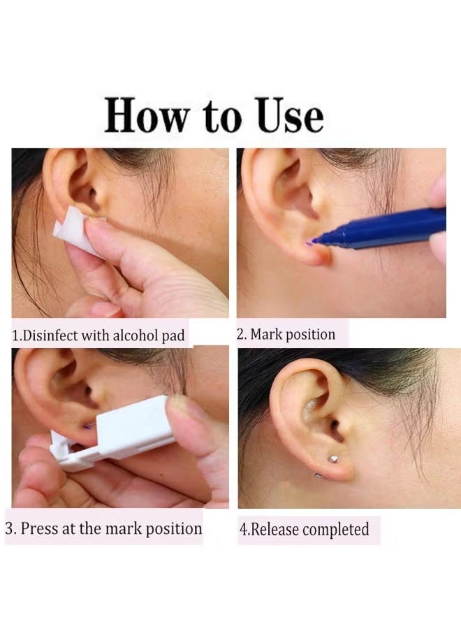 Gecomo Ear Piercing Gun Kit - 2 Pack Disposable Safety Tool with Alcohol Pad and 4mm Crystal Earrings - Image 5