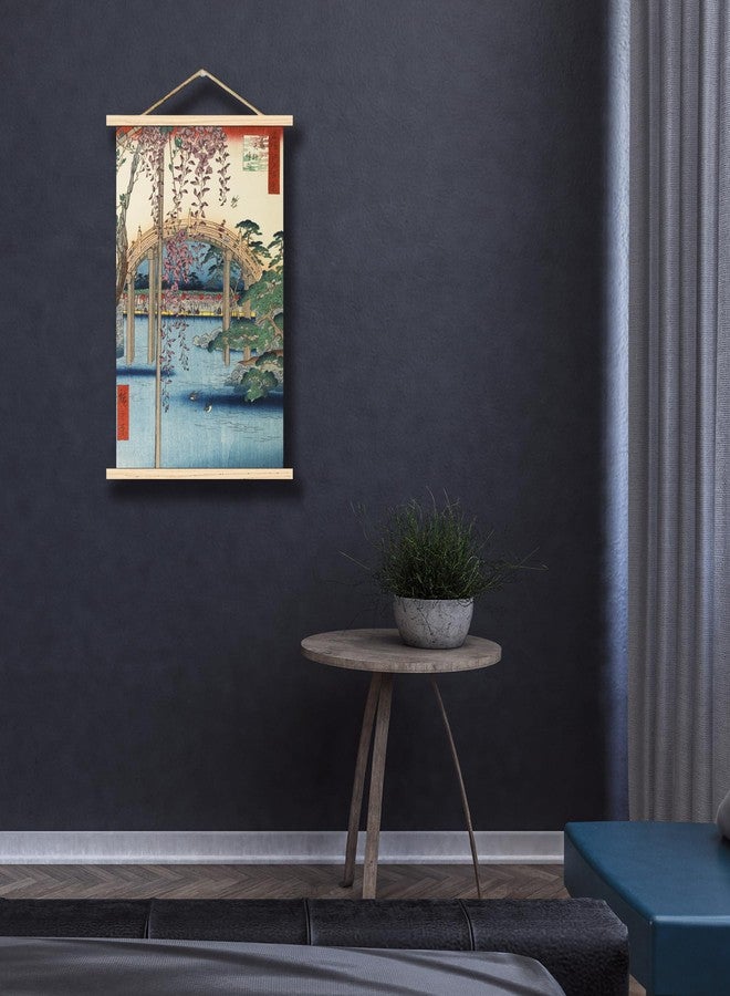 OKRA Utagawa Hiroshige Wooden hanging art- The Bridge with Wisteria Canvas Art - Japanese Painting Landscape Pictures - Home Decor for Hotel Bathroom Living Room - Image 5