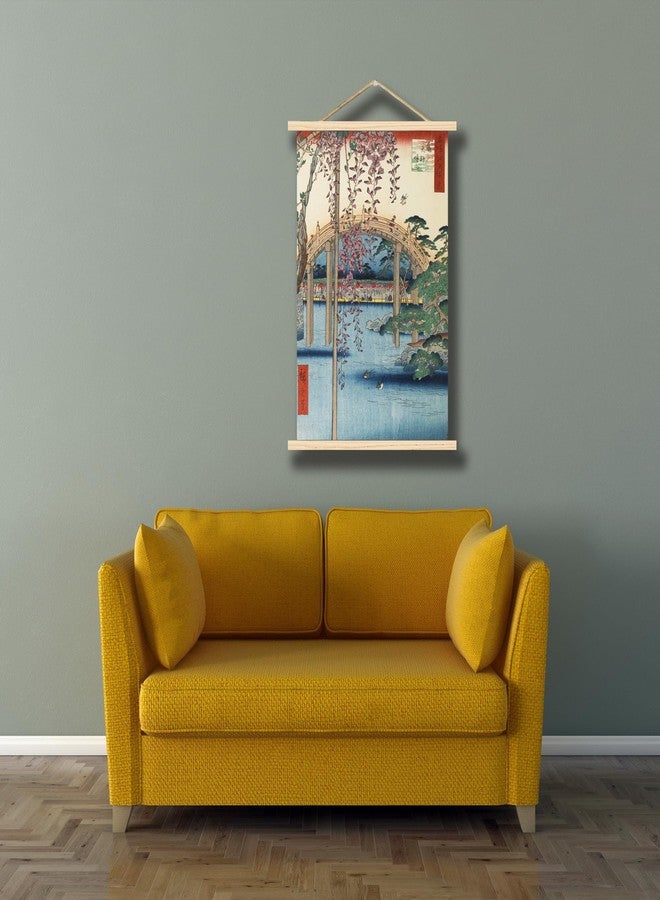 OKRA Utagawa Hiroshige Wooden hanging art- The Bridge with Wisteria Canvas Art - Japanese Painting Landscape Pictures - Home Decor for Hotel Bathroom Living Room - Image 4