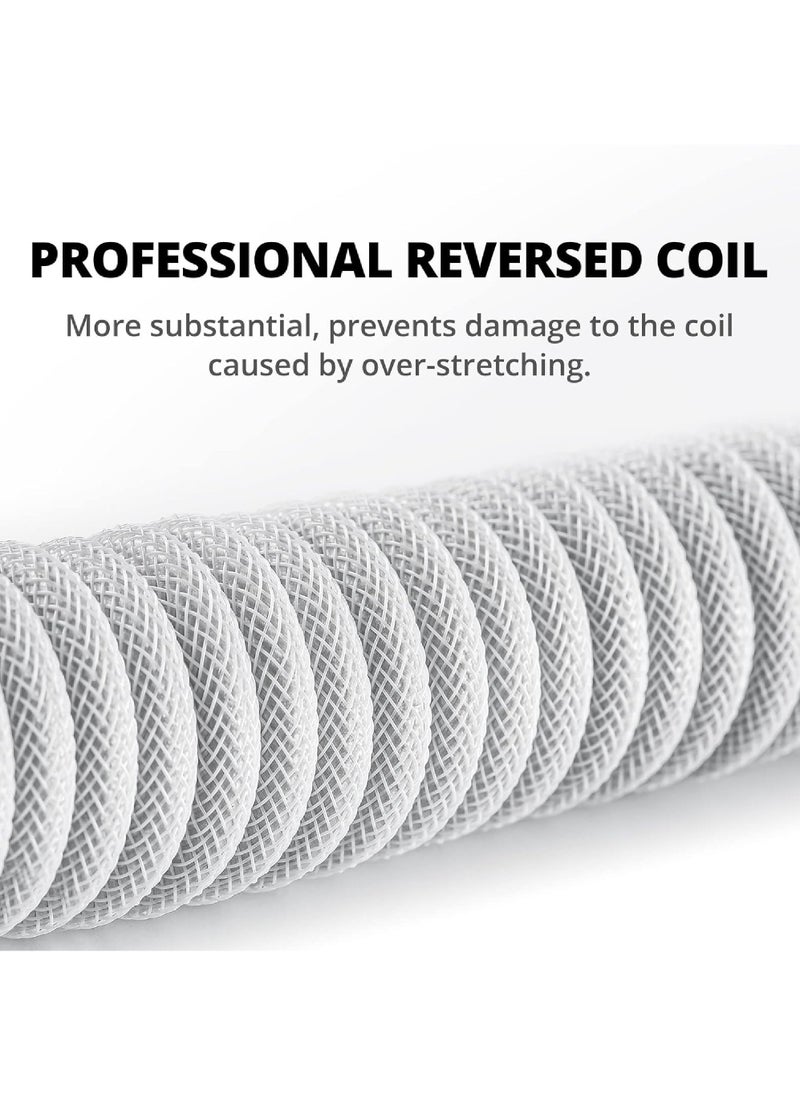 Rock Pow - Pro Custom Coiled USB C Cable for Gaming Keyboard Double-Sleeved Mechanical Keyboard Cable with Detachable Metal Aviator 1.5M USB-C to USB-A - Image 1