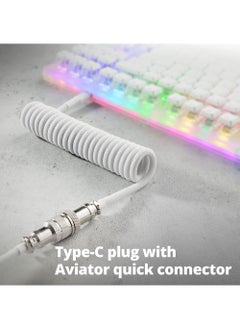 Rock Pow Pro Custom Coiled USB C Cable for Gaming Keyboard Double-Sleeved Mechanical Keyboard Cable with Detachable Metal Aviator 1.5M USB-C to USB-A  - Image 3