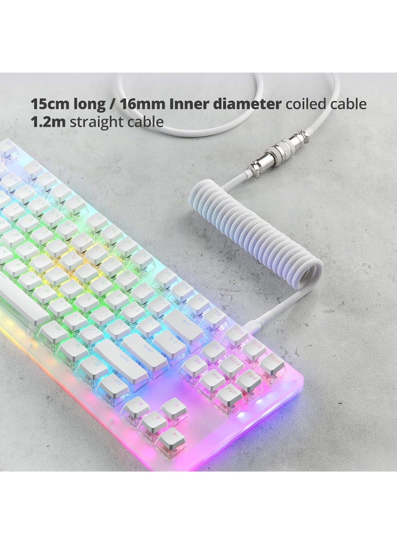 Rock Pow - Pro Custom Coiled USB C Cable for Gaming Keyboard Double-Sleeved Mechanical Keyboard Cable with Detachable Metal Aviator 1.5M USB-C to USB-A - Image 1