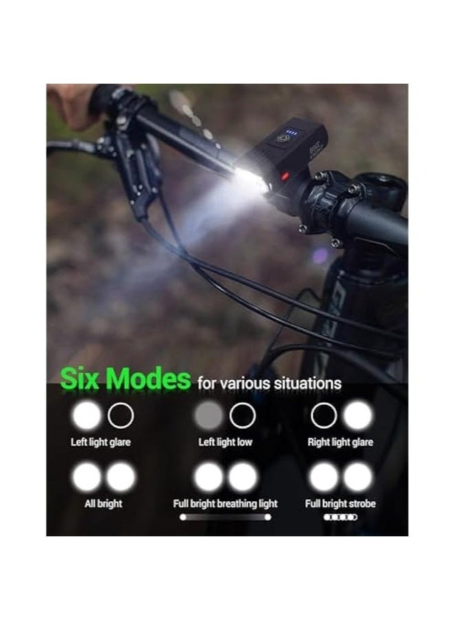 Bike Light, High Lumens Super Bright Bicycle Light, 6+4 Modes USB Rechargeable Bike Headlight & Tail Light Set, Waterproof Safety Bike Front & Rear Light for Road, Mountain, Night Riding - Image 3