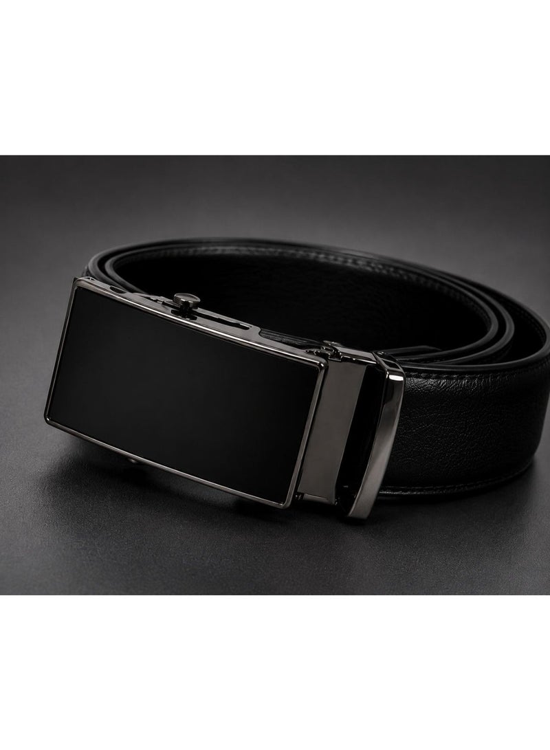 **Men’s Genuine Leather Belt – Premium Black Classic Belt with Adjustable Metal Buckle | Imported European Quality Formal Belt for Business, Weddings & Special Occasions** - Image 3