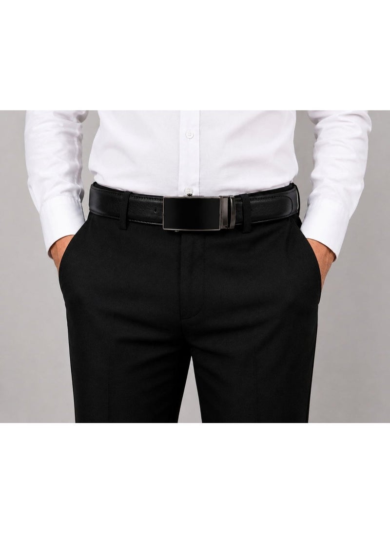 **Men’s Genuine Leather Belt – Premium Black Classic Belt with Adjustable Metal Buckle | Imported European Quality Formal Belt for Business, Weddings & Special Occasions** - Image 5