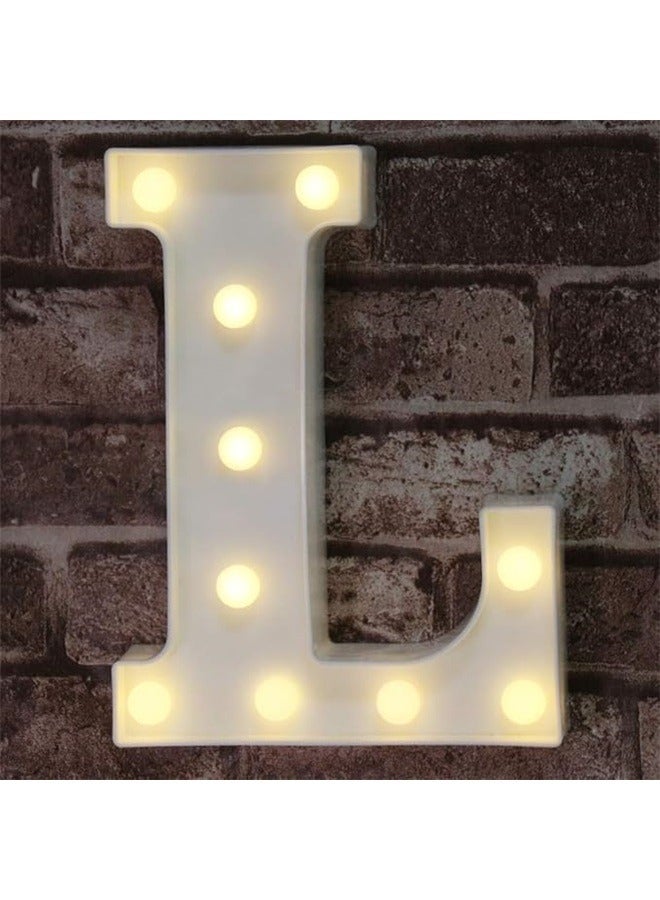 LED Letter Lights Sign Marquee Light Up Letters Sign for Night Light Wedding/Birthday Party Battery Lamp Home Bar Decoration(L) - Image 1
