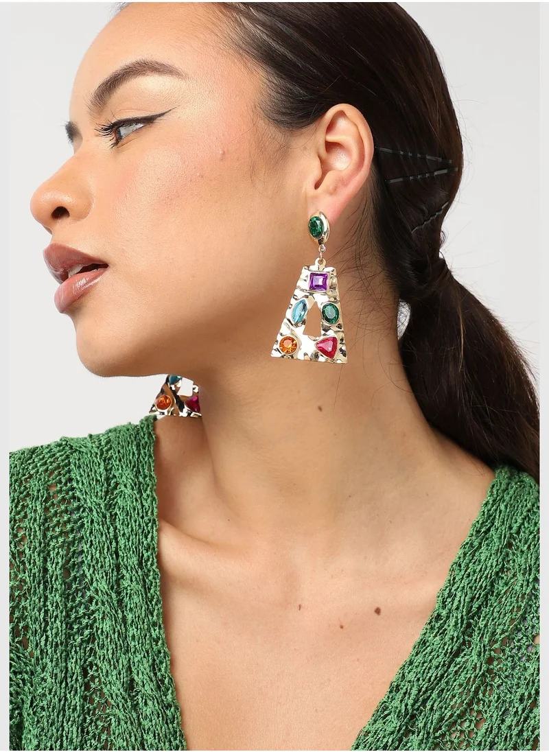 SOHI Gold Plated Designer Stone Drop Earring