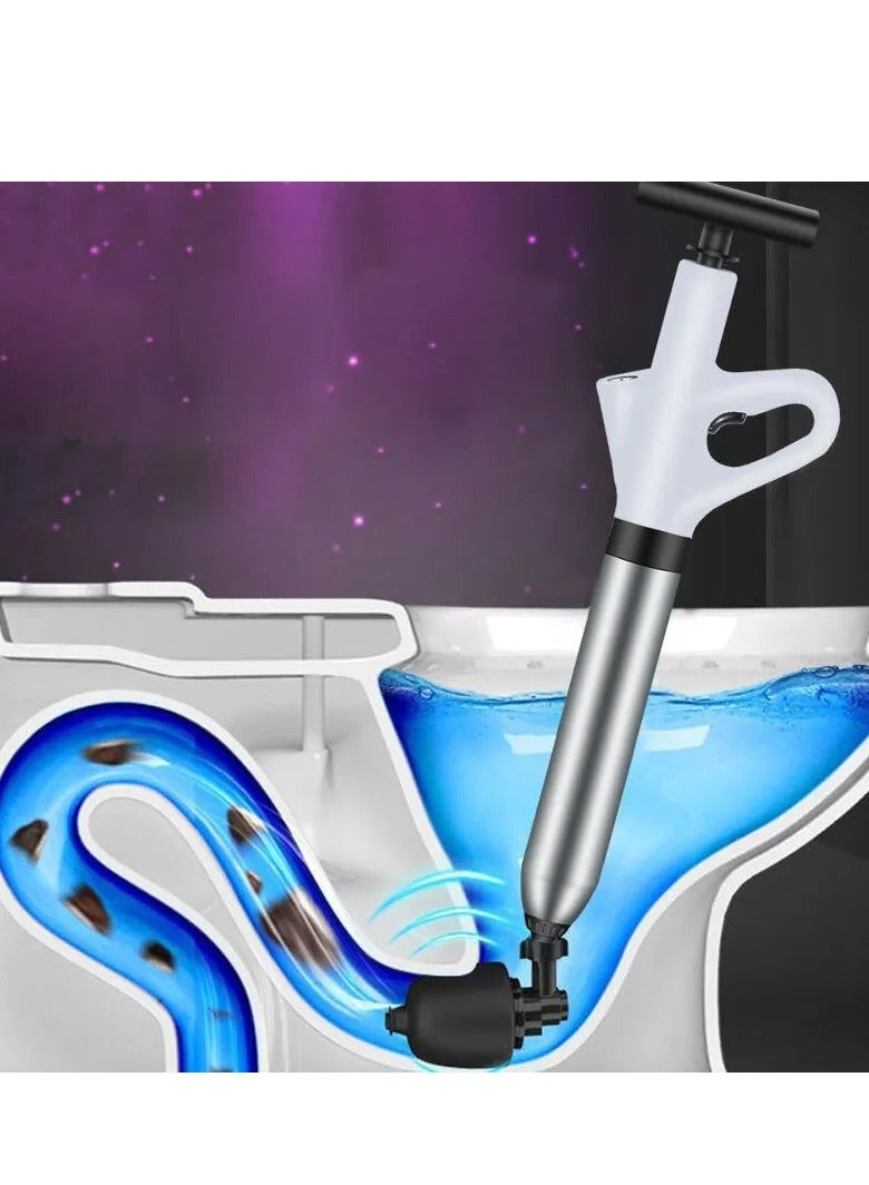 AROAQ Toilet Plunger Stainless Steel Toilet Pipe Dredger Pneumatic  with Real-time Barometer Kitchen Toilet One-click Press Dredging High Pressure Drain Clogged Sewer Tool Set Thickened Wall Cylinder  - Image 2