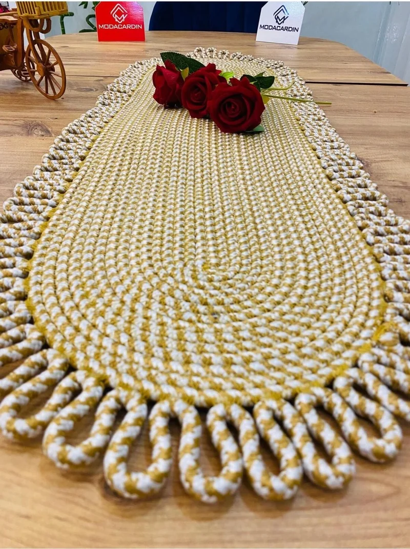 بدز ديري BDZ Leather Jute Bohemian Style Decorative Runner 30x80 cm