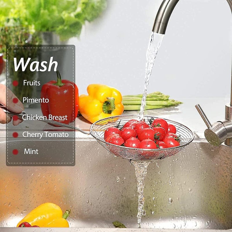 Onions Oions Stainless Steel Strainer Combo Deep Fry Jhara for Frying Kitchen Puri Strainer Kitchen Multipurpose Sieve - Image 2