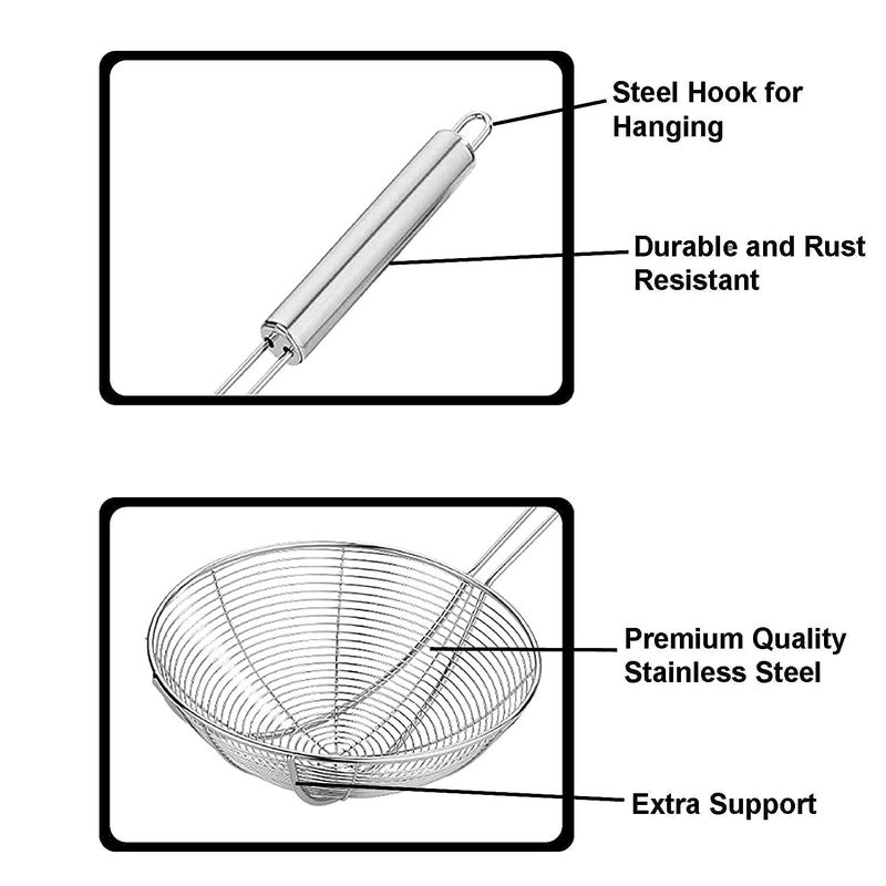 Onions Oions Stainless Steel Strainer Combo Deep Fry Jhara for Frying Kitchen Puri Strainer Kitchen Multipurpose Sieve - Image 3