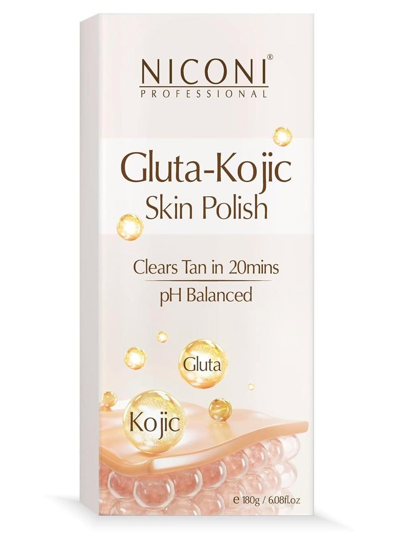 NICONI GlutaKojic Skin Polish Instant Tan Removal Glowing Skin Infused with Kojic Acid Glutathione Ideal for All Skin Types Lightens Suntan 180g - Image 1