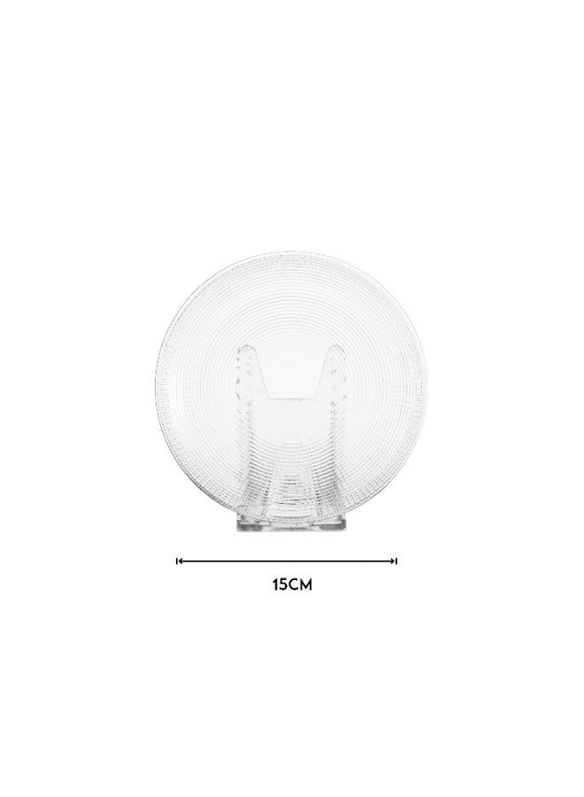 Dania Set of 6 glass plates for desserts, all presentations, and elegant occasions, with a metal stand. Plate size: 15 cm. - Image 5