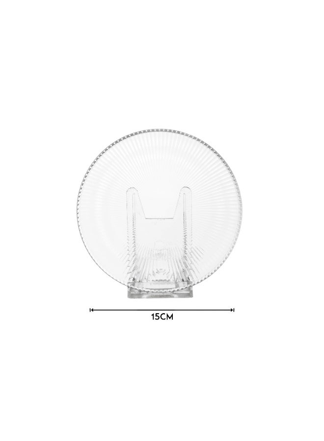 Dania Set of 6 glass plates for desserts, all presentations, and elegant occasions, with a metal stand. Plate size: 15 cm. - Image 5
