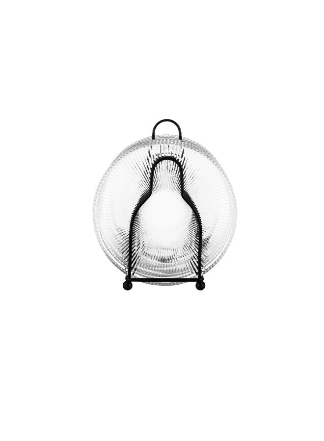 Dania Set of 6 glass plates for desserts, all presentations, and elegant occasions, with a metal stand. Plate size: 15 cm. - Image 2
