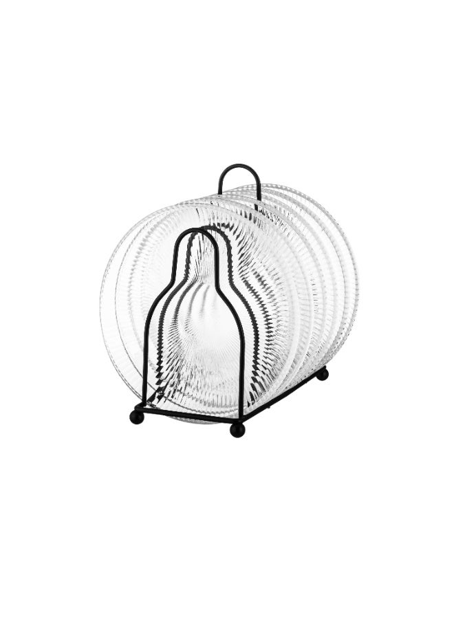 Dania Set of 6 glass plates for desserts, all presentations, and elegant occasions, with a metal stand. Plate size: 15 cm. - Image 3