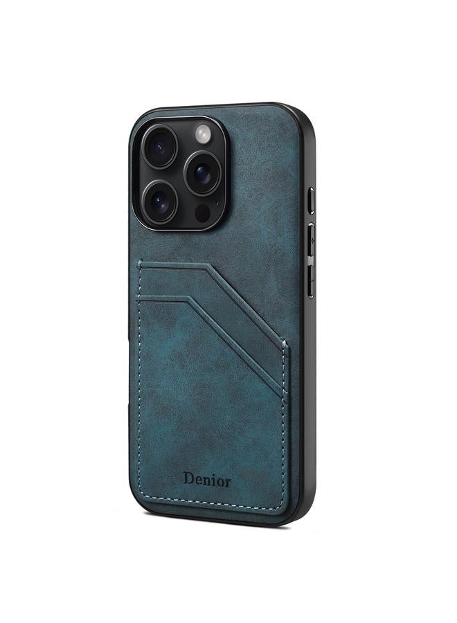 Case For iPhone 16 Pro D09 PU Dual Card Slot Back Cover Phone Case