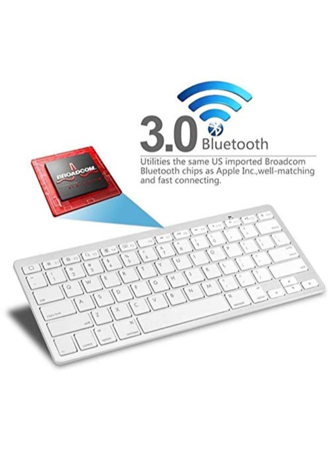 NIBEMINENT Wireless Bluetooth Keyboard For Windows And Apple iPad White - Image 3
