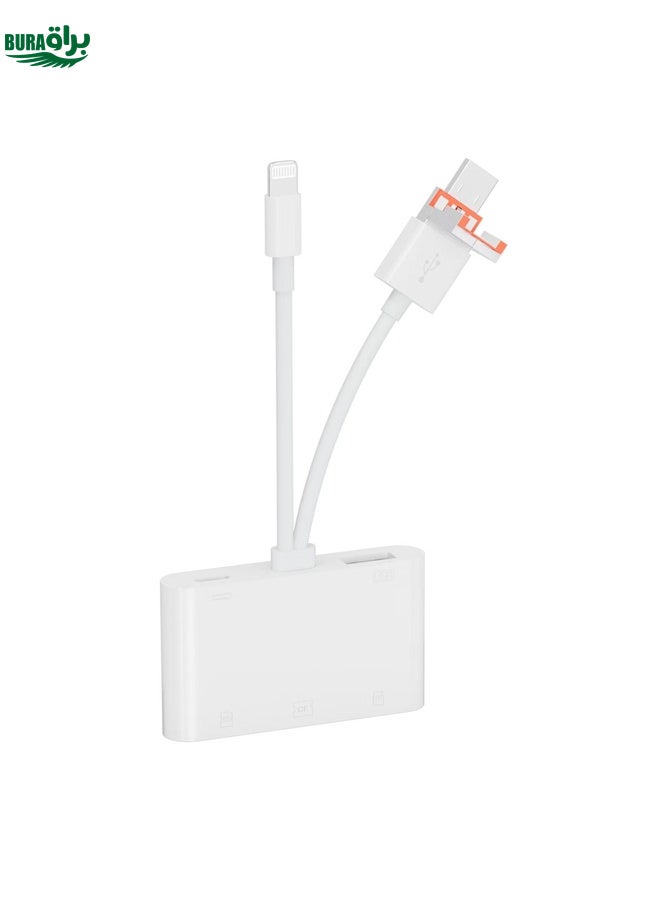 BURAQ NK-1011TL Pro USB-C / Type-C, 8 Pin, USB to USB-C / Type-C, USB, CF, TF, SD Card Slot Card Reader Adapter(White) - Image 1