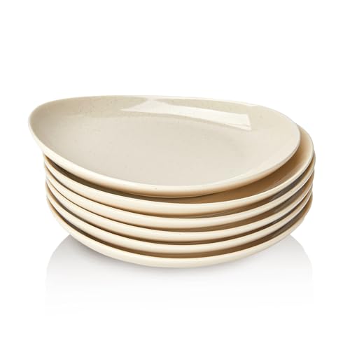 Sweese Porcelain Dessert Plates - 7.8 Inch Salad Plates, Small Appetizer Plates Set of 6 - Dishwasher, Microwave, Oven Safe - Azure Dreamscape Color - Image 1