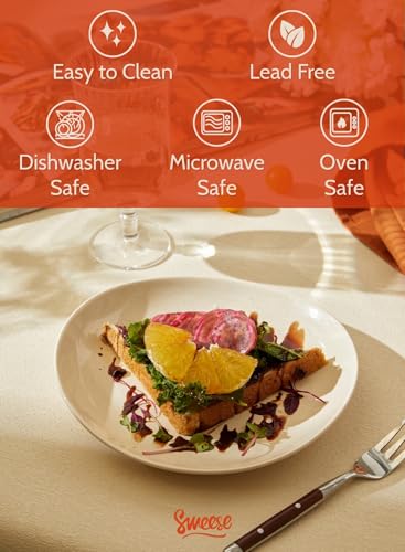 Sweese Porcelain Dessert Plates - 7.8 Inch Salad Plates, Small Appetizer Plates Set of 6 - Dishwasher, Microwave, Oven Safe - Azure Dreamscape Color - Image 3