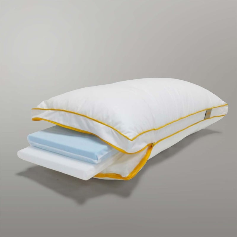 SleepyCat Hybrid Pillow with a Combination of Memory Foam and HD 30D Foam for Improved Comfort Set of 2 Standard Size 26x16 inches White