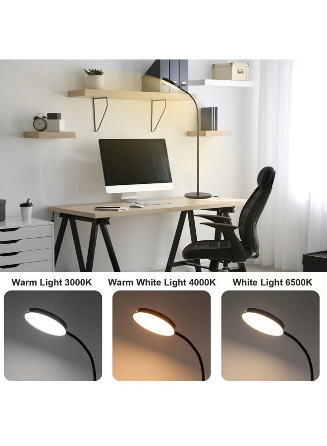 LALISU مصباح أرضي، مصابيح أرضية LED لغرفة المعيشة، مصباح قائم مع تحكم باللمس قابل للتعديل في درجات الحرارة والسطوع مع تصميم عنق الإوز (أسود) - Image 4