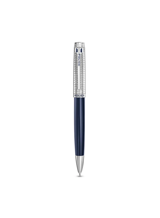POLICE Batang Stainless Steel Trims Twist Ballpoint Pen for Men, Blue Ink