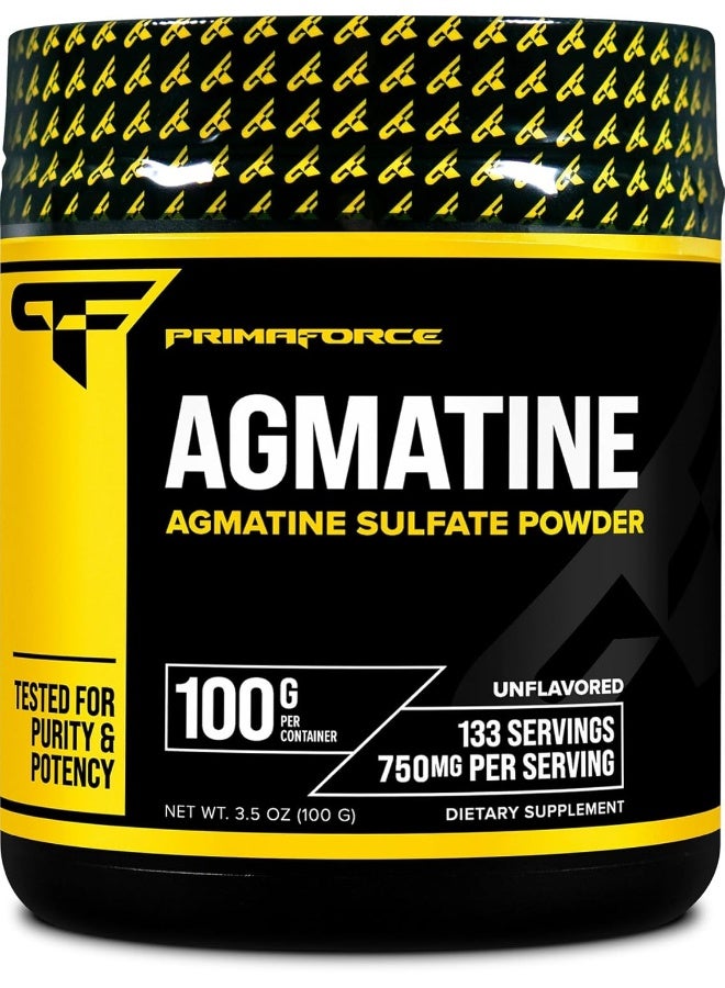 Primaforce Agmatine Sulfate Powder Supplement, 100 Grams – Promotes Nitric Oxide Production / Enhances Performance - Image 1