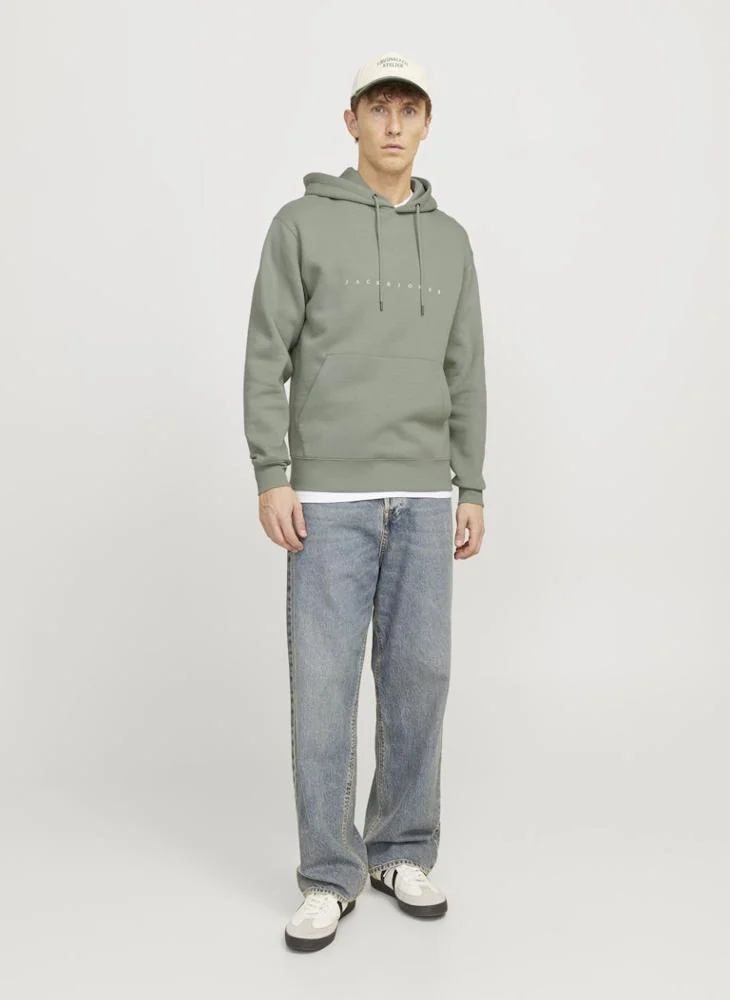 جاك اند جونز Logo Print Pull Over Hoodie