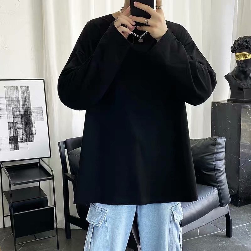 Autumn and Winter Gradient Pants Mens Students Korean-style All-match Jeans Mens Loose Straight Wide-leg Mens Pants Spring and Summer Torre Pants long T black 