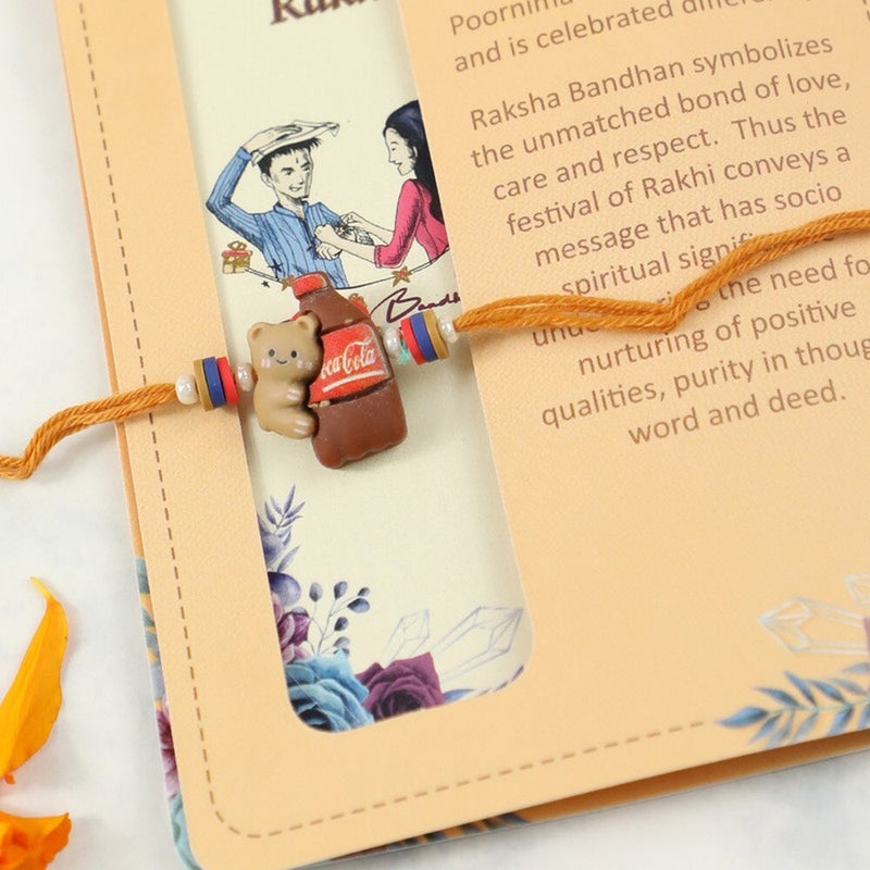 Madhoor Kids Teddy Bear with Coca Cola Rakhi Design, Premium Thread Rakhi for Kids, Festive Raksha Bandhan Rakhi,  20 cm - Image 2