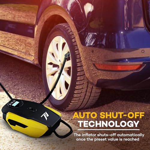 NexLev Portable Tyre Inflator for Car, Bike, Cycle|150 PSI Pressure| 120 Watt Air Pump|12V Car Plug| Digital Display| Auto Shut-Off| Emergency LED Light| 3m Cord| 3 Air Nozzles| Compact| AER TI-02 - Image 4