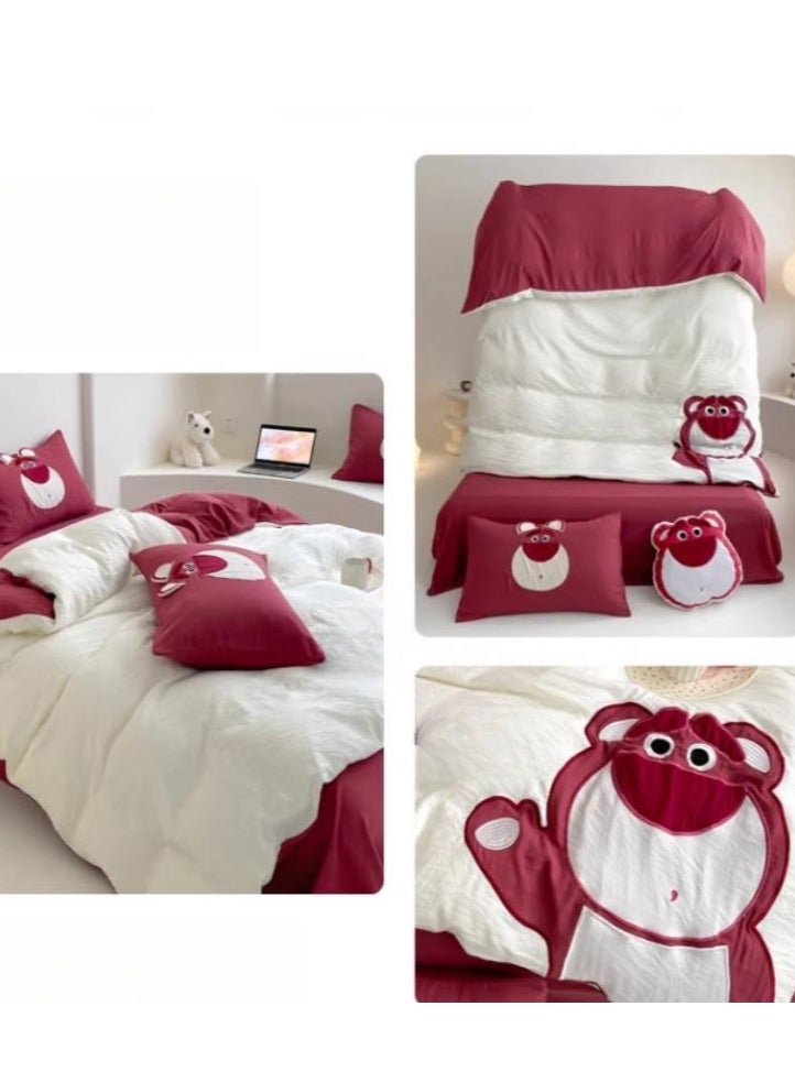 Fitted Sheet Style — High End Cartoon Pattern Washed Cotton Bedding Four Piece Set - Image 5