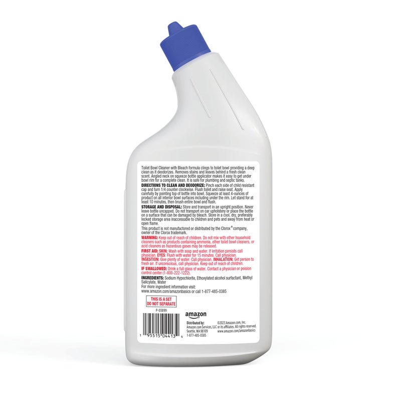منظف وعاء المرحاض من أمازون بيسكس مع تركيبة لاصقة، مبيض، رائحة منعشة، 24 أونصة سائلة، عبوة من 2 - Image 2