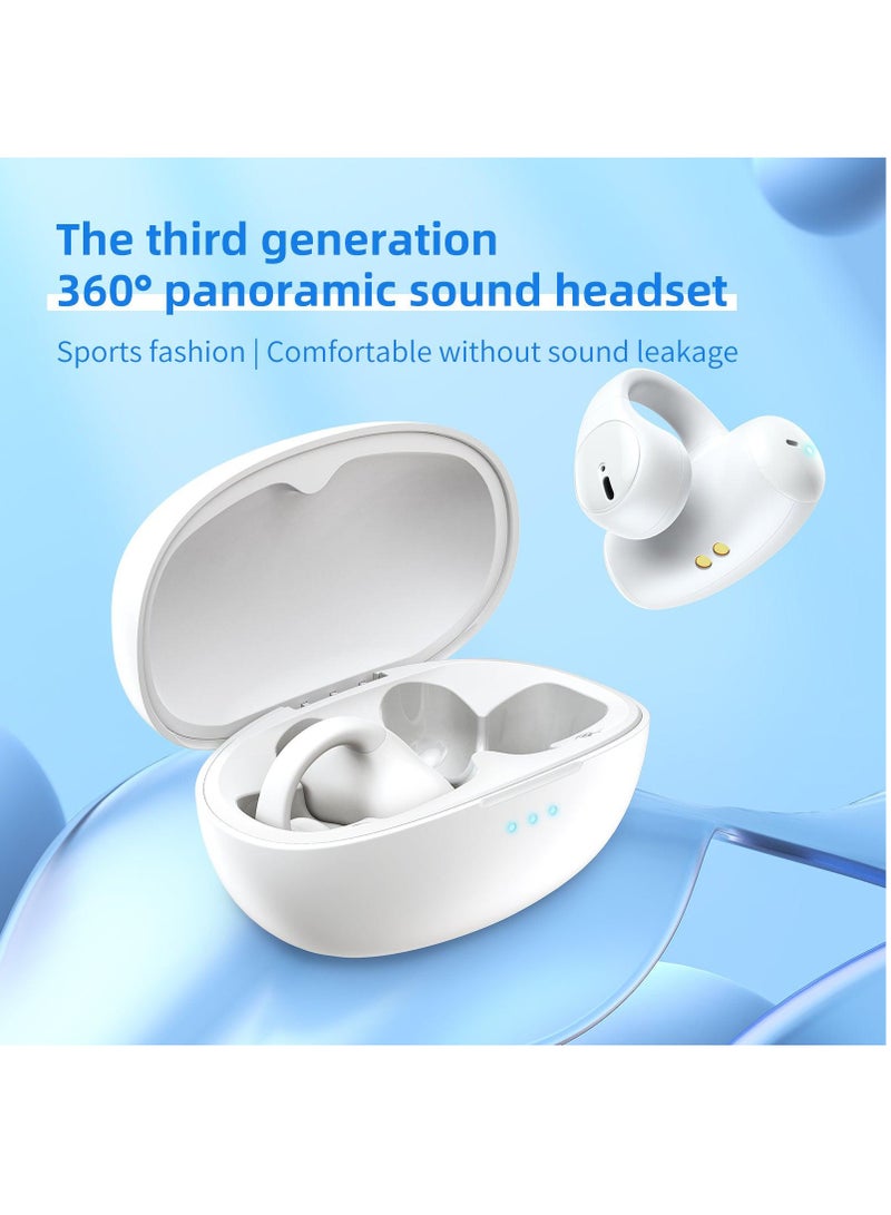 أونيكوما سماعات أذن بلوتوث لاسلكية حقيقية بمشبك للأذن، سماعات أذن رياضية تعمل بالتوصيل الهوائي مع ميكروفون لإلغاء الضوضاء أثناء المكالمات، باللون الأبيض - Image 2