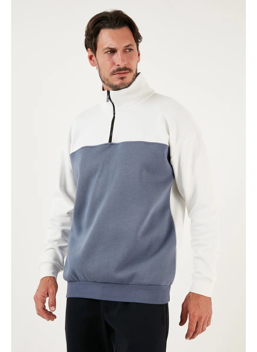 Buratti Regular Fit Zippered Stand-Up Collar with Furry Soft Raised Winter Sweat Men's Sweat 5905343