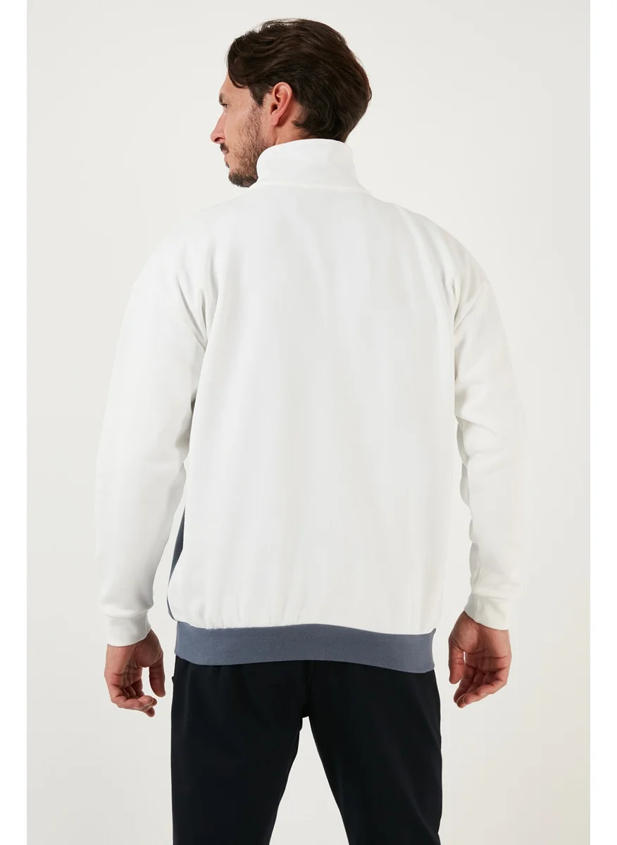 Buratti Regular Fit Zippered Stand-Up Collar with Furry Soft Raised Winter Sweat Men's Sweat 5905343