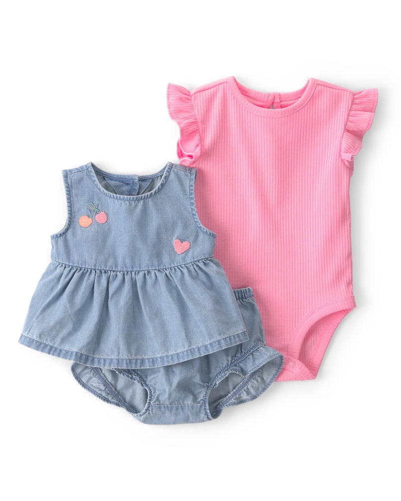 carter's Carters Girl 3Piece diaper cover set PinkBlue 9M - Image 2