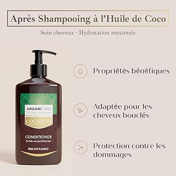 Arganicare Coco range ULTRANOURISHING AND MOISTURIZING CONDITIONER With Organic Coconut Fortifies and Restores Longlasting shine High hydration Dry Damaged Hair 400mL - Image 3