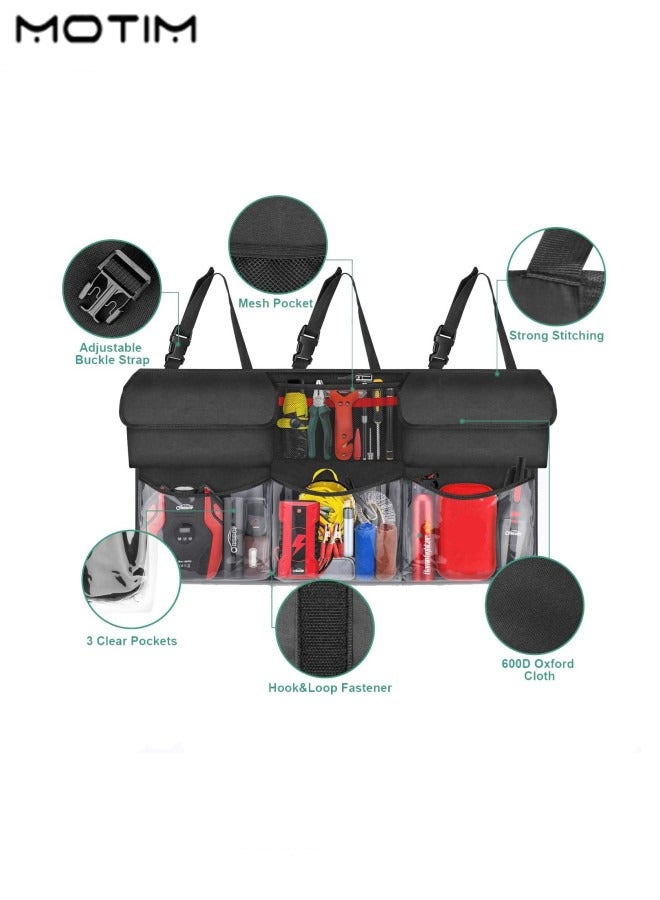Motim Car Trunk Organizer with Storage Pockets, Back Seat Hanging Bag Foldable Trunk Cargo Storage Car Organizer with 6 Large Pockets 3 Adjustable Straps for SUV MPV VAN  - Image 2