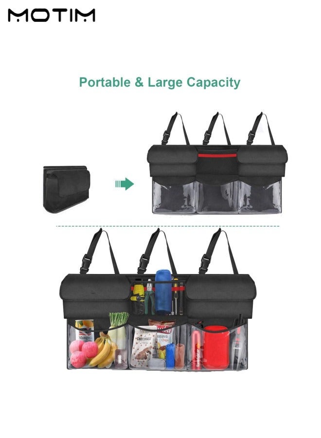 Motim Car Trunk Organizer with Storage Pockets, Back Seat Hanging Bag Foldable Trunk Cargo Storage Car Organizer with 6 Large Pockets 3 Adjustable Straps for SUV MPV VAN  - Image 3