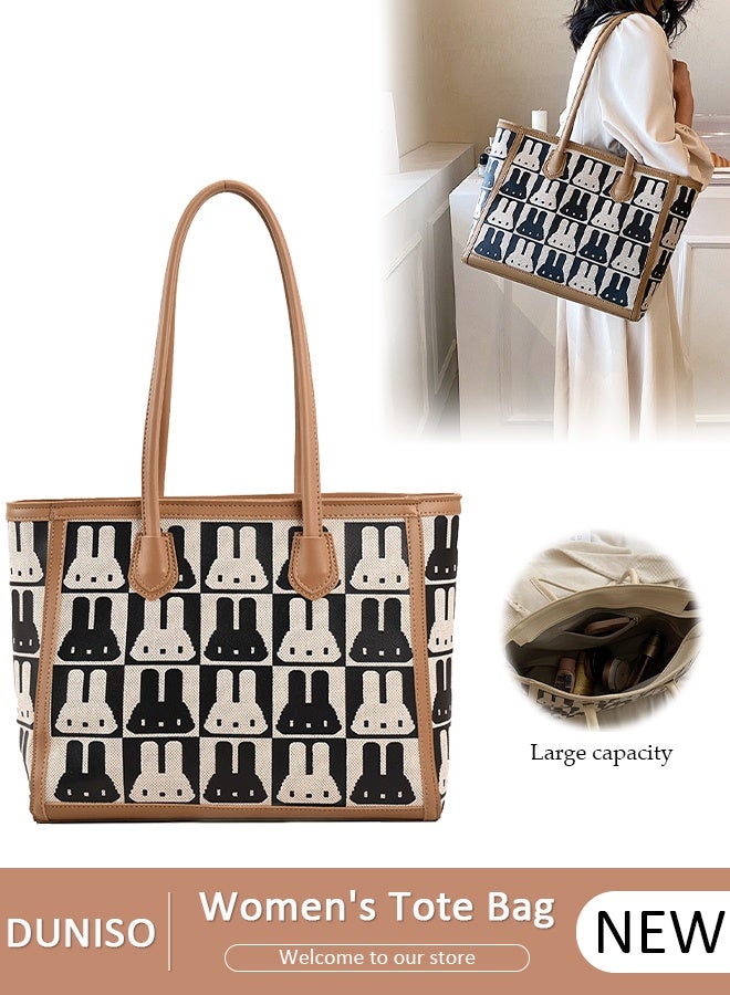 DUNISO Women's Shoulder Tote Bag Faux Leather Handbag For Women Large Capacity Bucket Bag Fashionable Travel Messenger Shoulder Bag For Ladies Girls College Students - Image 1