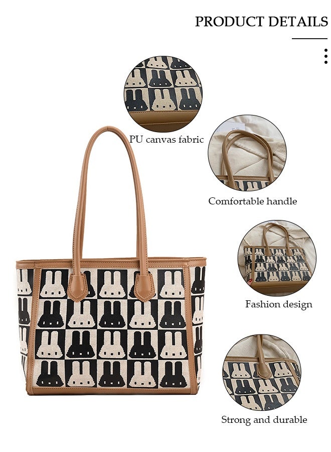 DUNISO Women's Shoulder Tote Bag Faux Leather Handbag For Women Large Capacity Bucket Bag Fashionable Travel Messenger Shoulder Bag For Ladies Girls College Students - Image 4