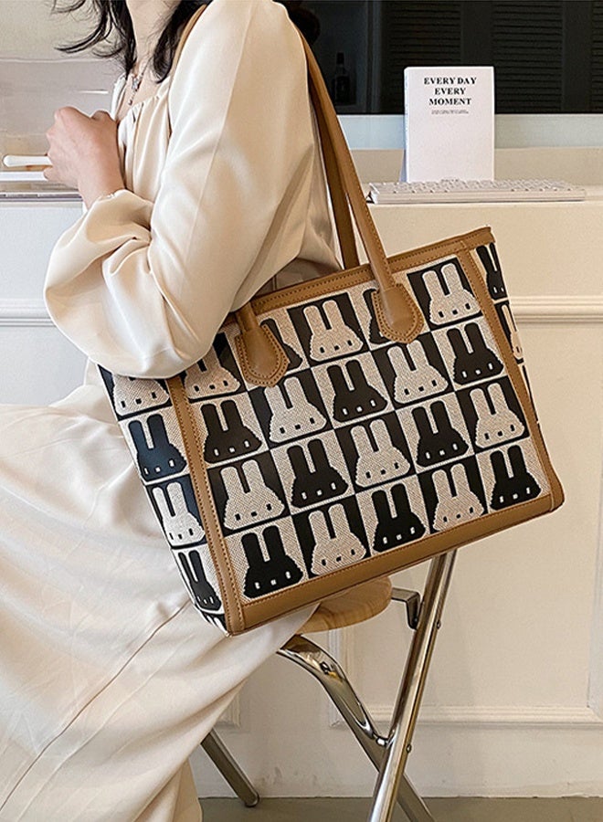 DUNISO Women's Shoulder Tote Bag Faux Leather Handbag For Women Large Capacity Bucket Bag Fashionable Travel Messenger Shoulder Bag For Ladies Girls College Students - Image 5