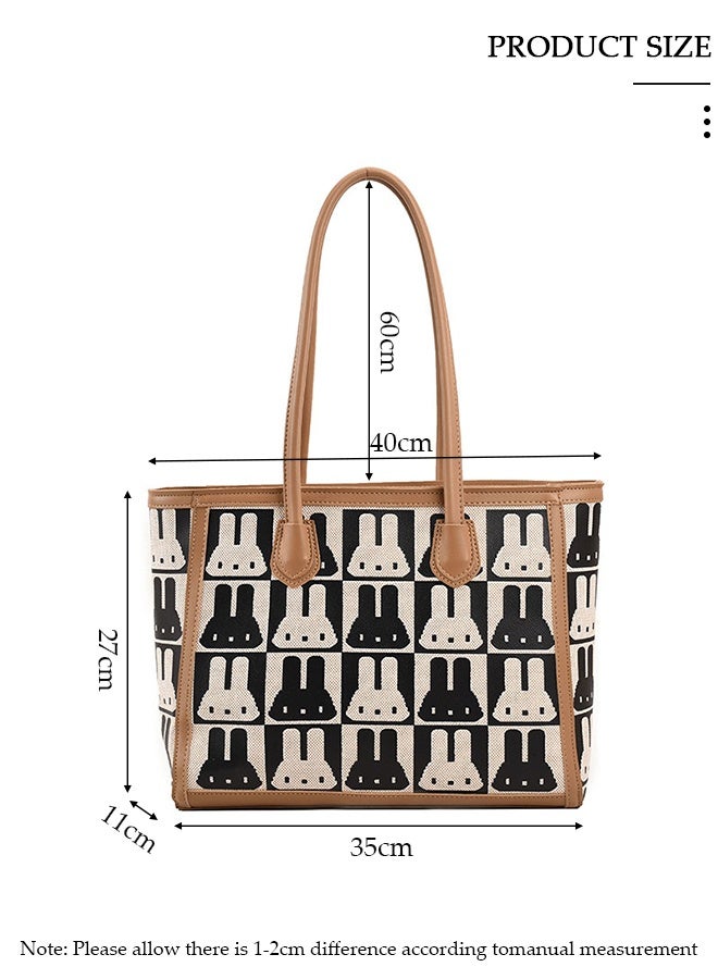 DUNISO Women's Shoulder Tote Bag Faux Leather Handbag For Women Large Capacity Bucket Bag Fashionable Travel Messenger Shoulder Bag For Ladies Girls College Students - Image 2