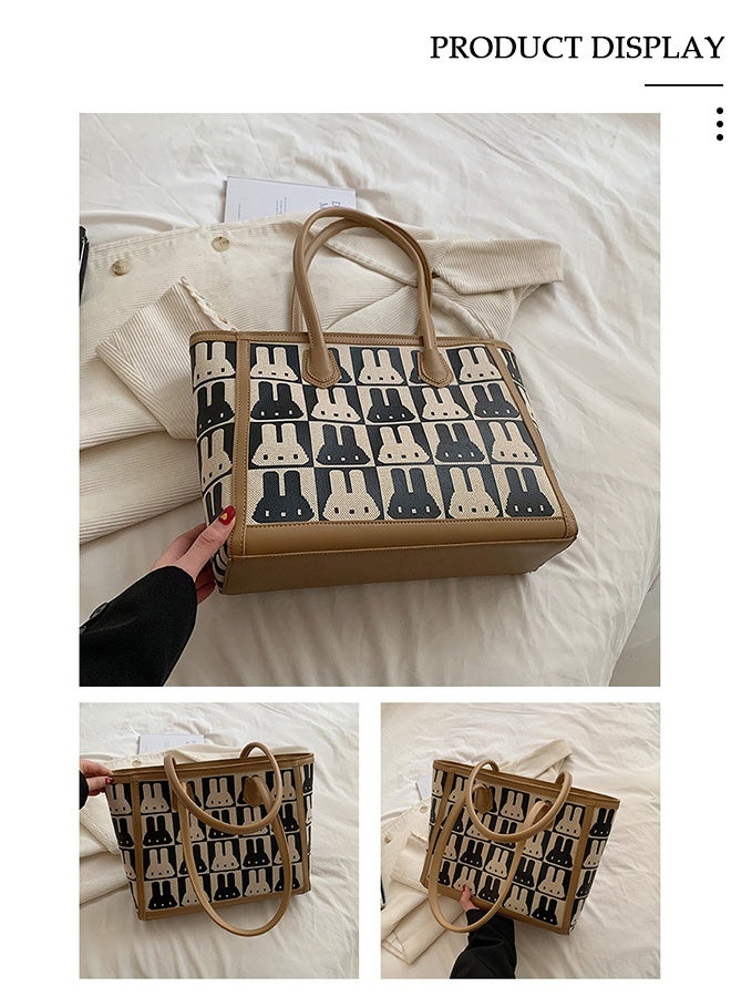 DUNISO Women's Shoulder Tote Bag Faux Leather Handbag For Women Large Capacity Bucket Bag Fashionable Travel Messenger Shoulder Bag For Ladies Girls College Students - Image 3